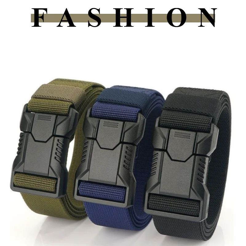 Fashionable Casual Outdoor Tactical Belt Versatile Stretch Men’s Belt for Sports and Workwear Pants Outdoor Training Buckle Belt
