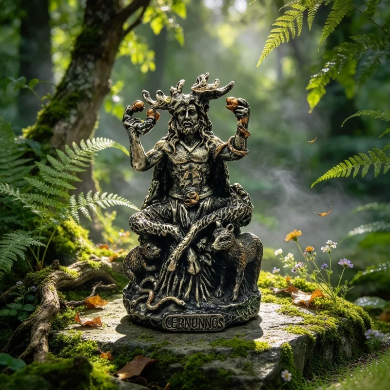 Cernunnos Statue Sitting Celtic Horned God Underworld Resin Figurine Tabletop Ornament Outdoor Yard Lawn Home Garden Sculpture