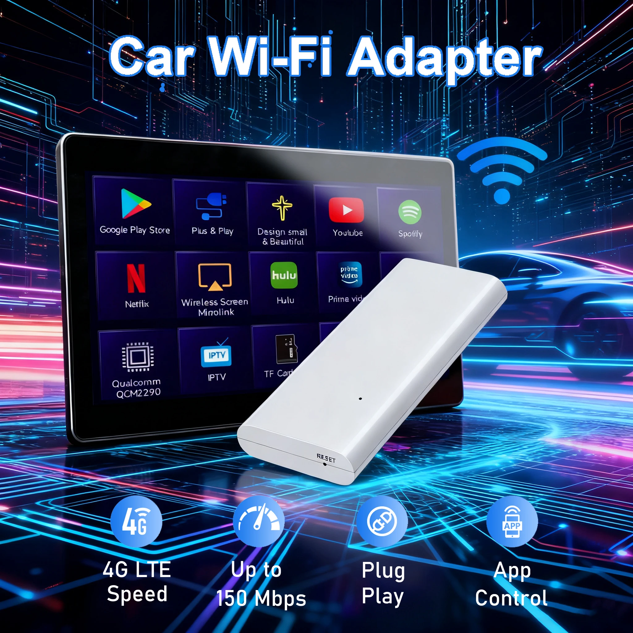 4G LTE Car WiFi Hotspot 150Mbps Connect 8 Devices WiFi 6 USB Powered Portable Router for Car Stereo & Travel 28 Global Bands