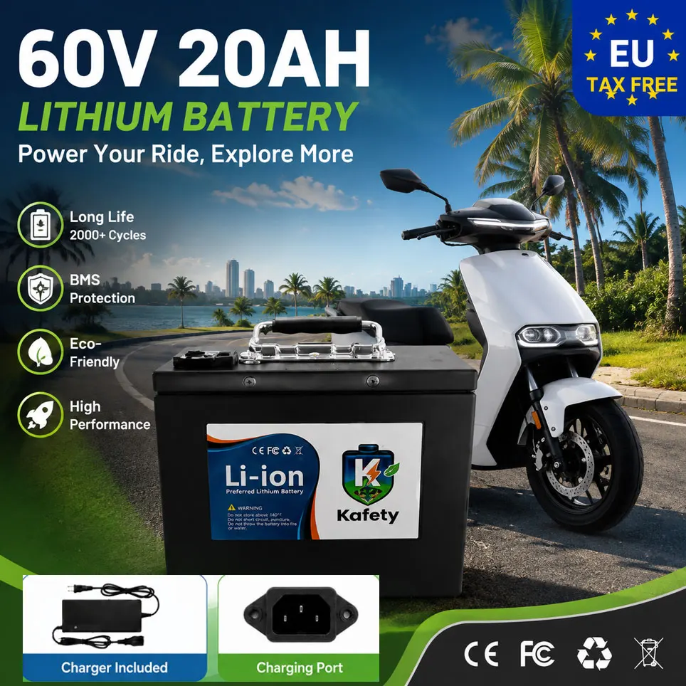 60V 18650 Lithium-Batterie 20AH mit integriertem BMS-Schutz für 500W-3000W Motor Elektroroller, inklusive Ladegerät