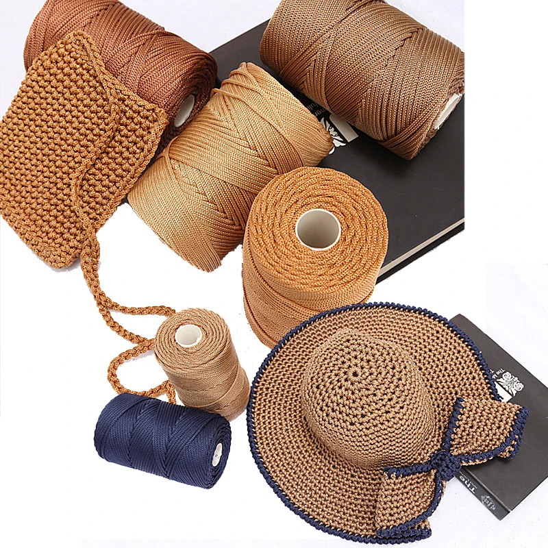 230 Grams Light Viscose Ice Rope 200M Summer Sun Hat Handwoven Diy Hook Cushion Hollow Bright Silk Medium Thick Wool Yarn Thread