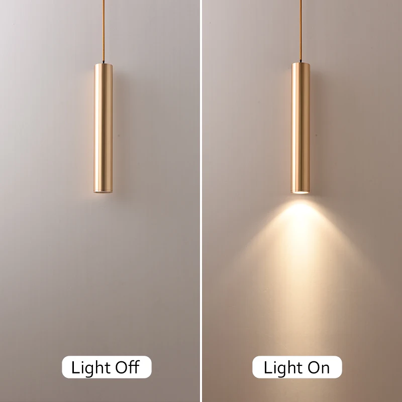 Joollysun LED Pendant Lights Hanging Light Home Ceiling Lighting Fixtures Long Tube Droplight For Kitchen Island Bar Gold Decor