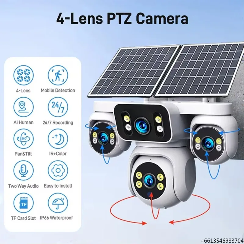 20MP Auto Tracking Wireless CCTV Four Lens Camera Network PTZ Outdoor Supervisory Wifi 360 Intelligence Security Camera
