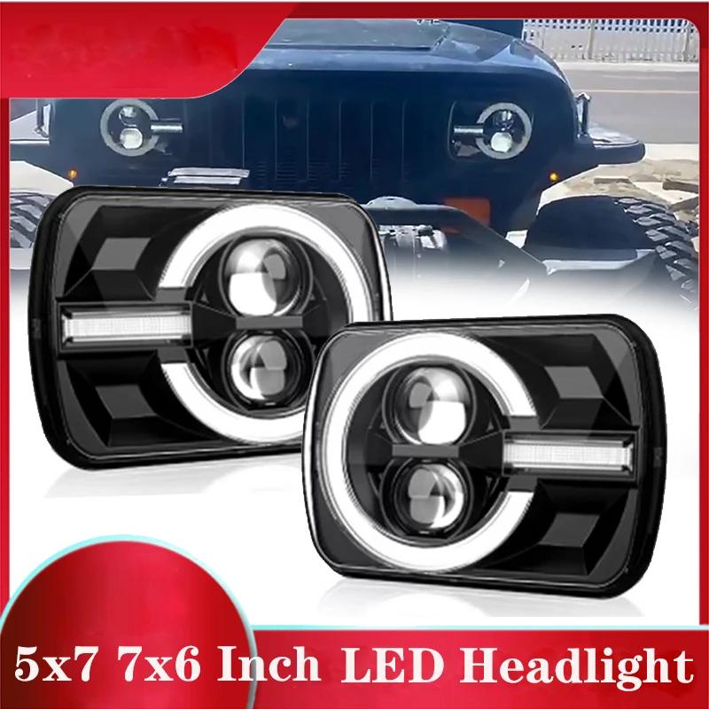 2PCS 90W DOT 5x7 7x6 H6054 Led Headlights,DRL Turn Signal Sealed Beam For Jeep Cherokee XJ Wrangler YJ C4 Corvette,Toyota Pickup