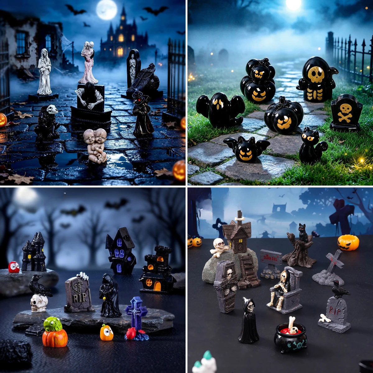 100pcs Simulation Doctor Mummy Pumpkin Halloween Resin Accessories Landscaping DIY Keychain Ornament Dollhouse Decor