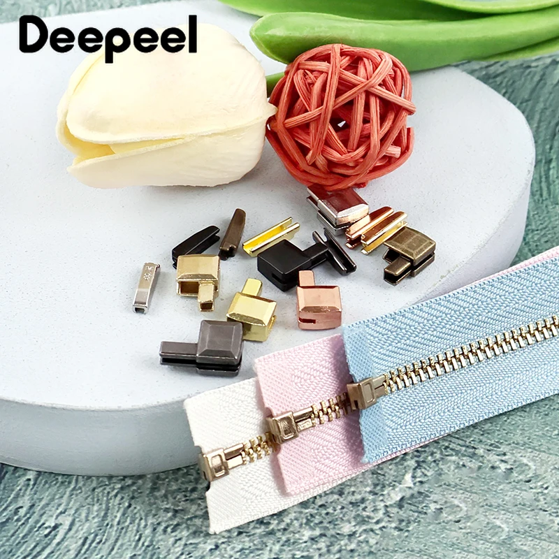

50Sets 3#5#8#10# Non-Slip Stopper Metal Zipper Closure Head Zip End Lock Clothes Zippers Bottom Socket Repair Kits Accessories