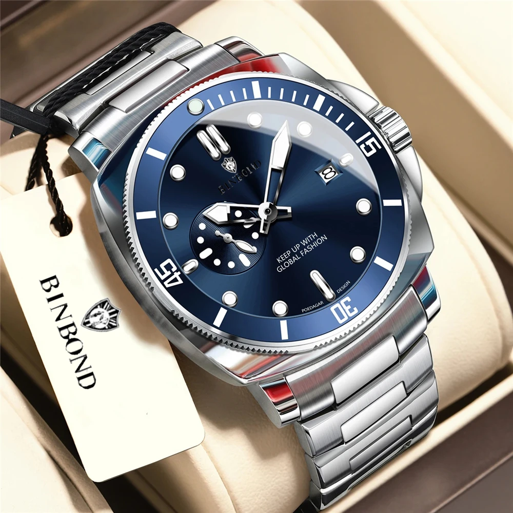 Reloj de Pulsera de Cuarzo de Moda, Nuevo Reloj Digital con Cronógrafo Azul, Relojes Deportivos Automáticos para Hombre, Regalos para Hombre