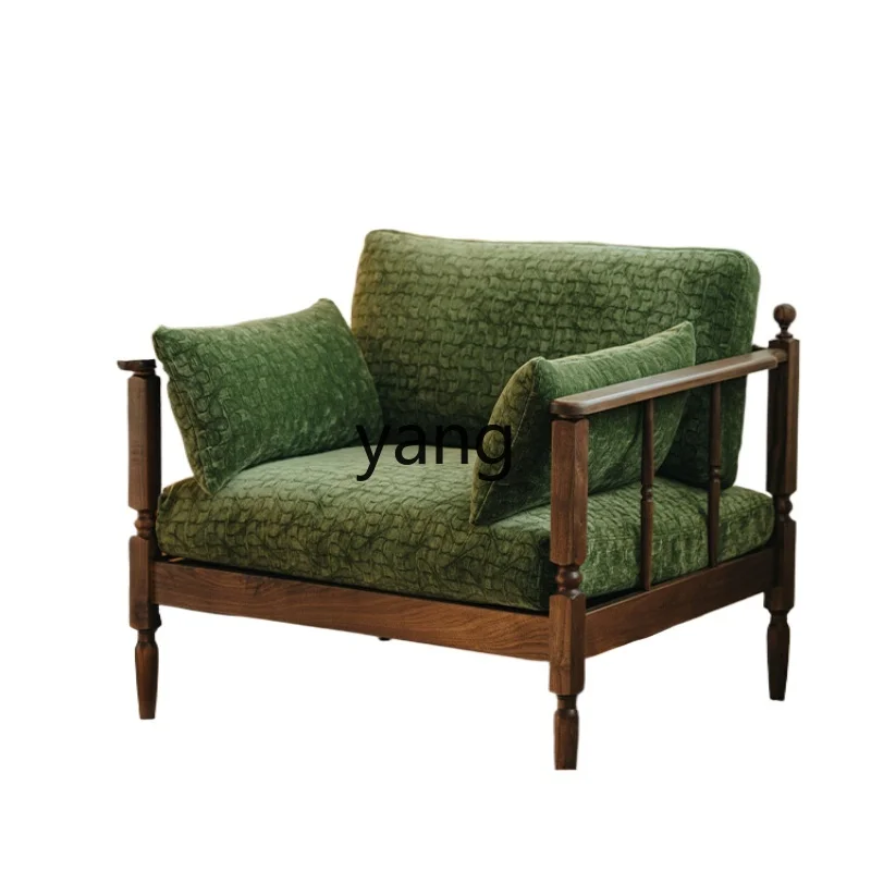LTT， solid wood retro single fabric small apartment living room sofa chair