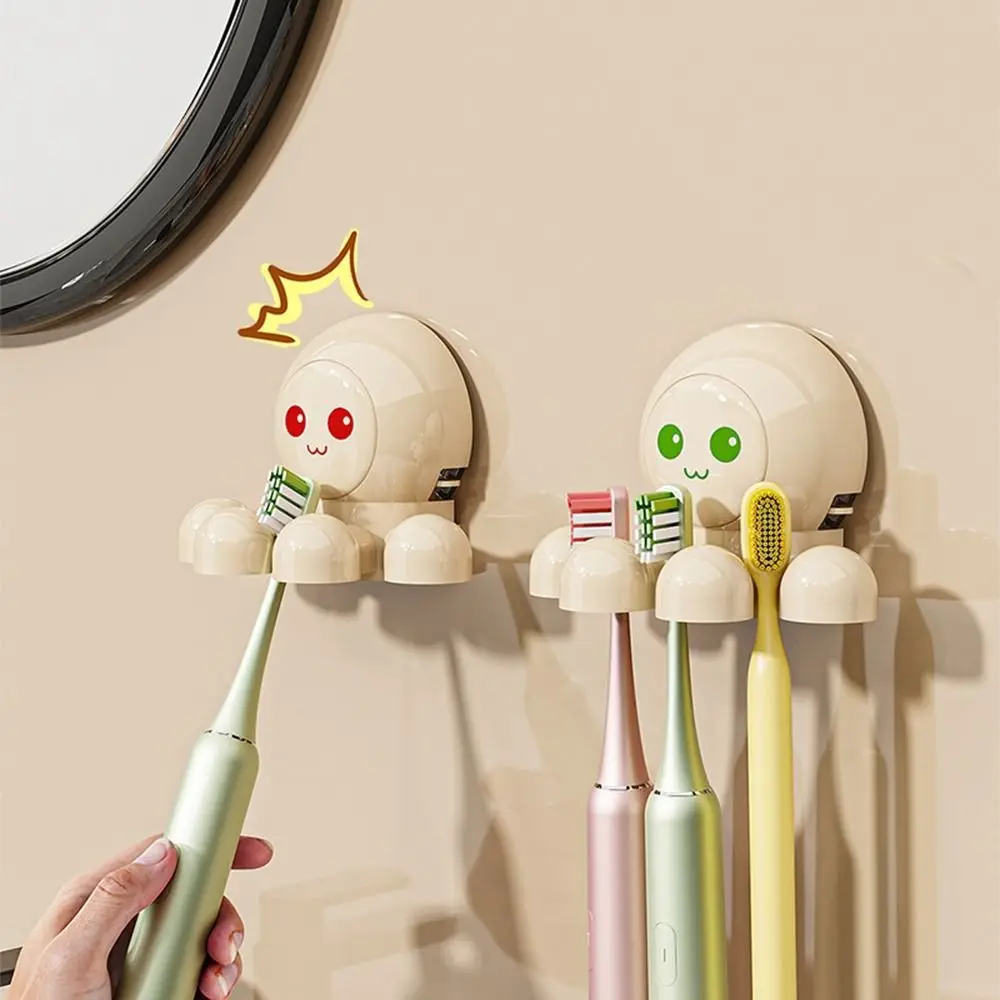 

2Pcs Plastic Suction Cup Toothbrush Holder Wall Mounted Space Saving Octopus Toothbrush Organizer Reusable Cute