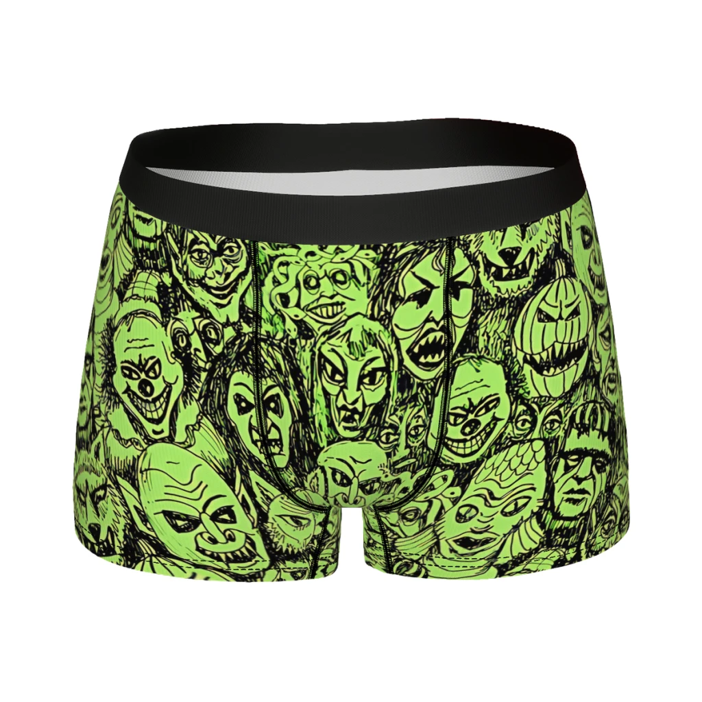 Halloween Lime Green Monster Mash Underpants Breathbale Panties Man Underwear Comfortable Shorts Boxer Briefs