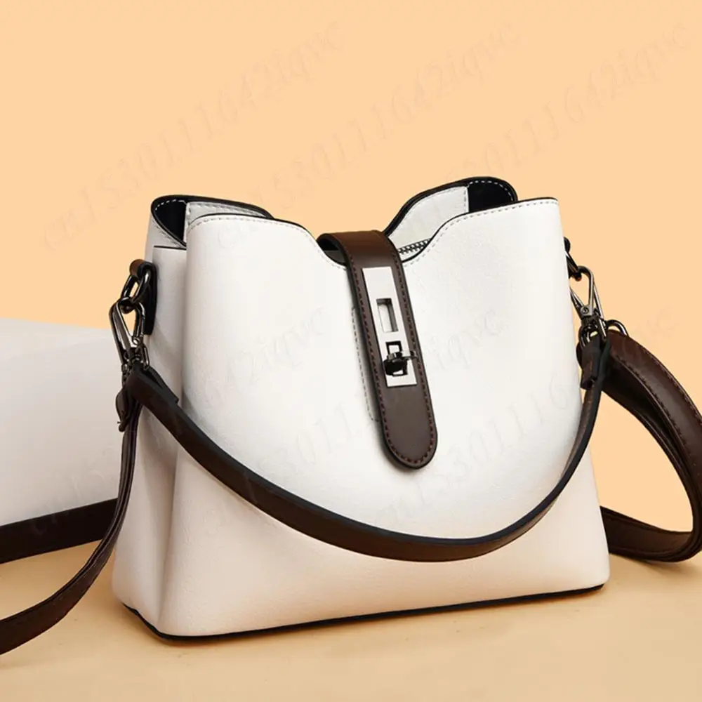 

Women Trendy Bucket Bag Solid Color Handbag Large Capacity Casual Crossbody Bags Travel Shopping Work PU Leather Shoulder Bag