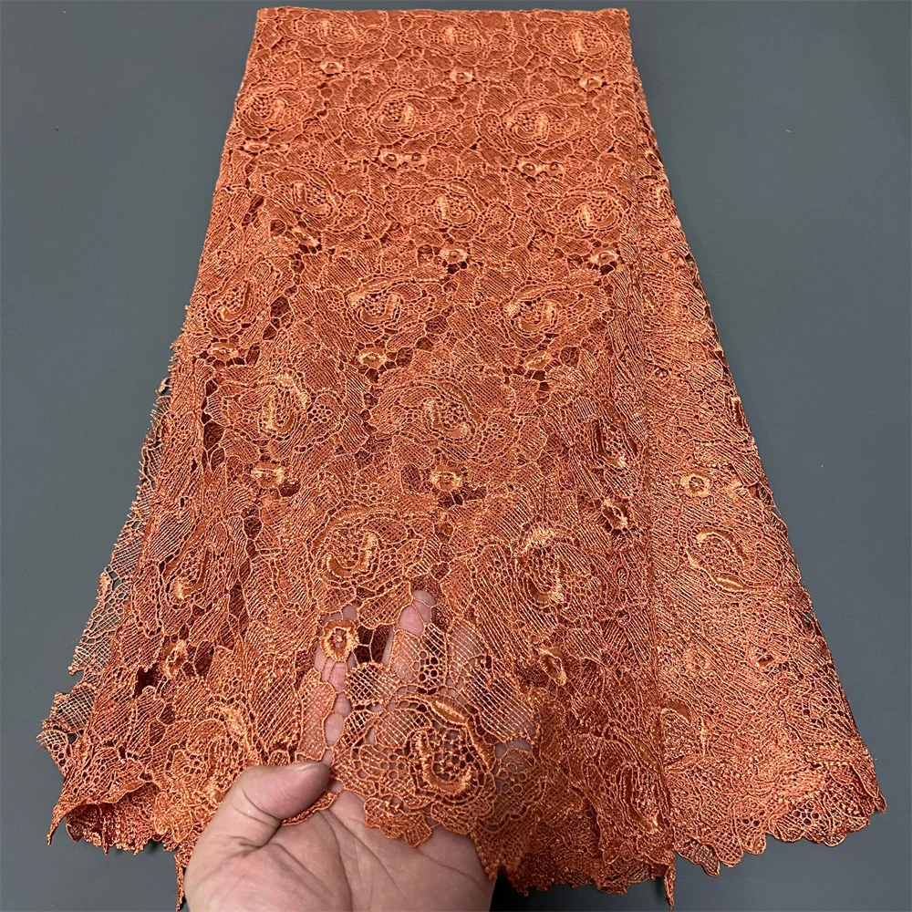 

Latest 2025 African Nigerian Guipure Embroidery Sequins Tulle Lace Fabric High Quality for Sewing Dresses 5Yards ZJ049-1 ZJ108