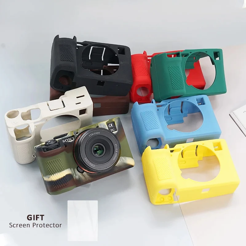 

For Sony a7c2 a7cii a7cr camera soft silicone cover camera case A7C film protector glass durable anti-slip