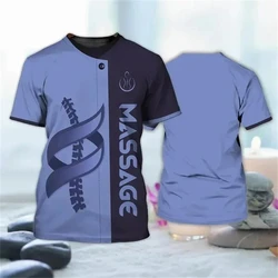 2024 New Summer 3D Print SPA Uniform T-shirts Female Clothing Casual Pullover Massage Pattern Beauty Men Women Tee Shirt Tops