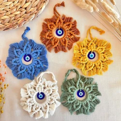 Macrame Wall Hanging with Lucky Eye Turkish Evil Eye Cotton Woven Tapestry for Home Decor Wall  Decoration House Warming Gift