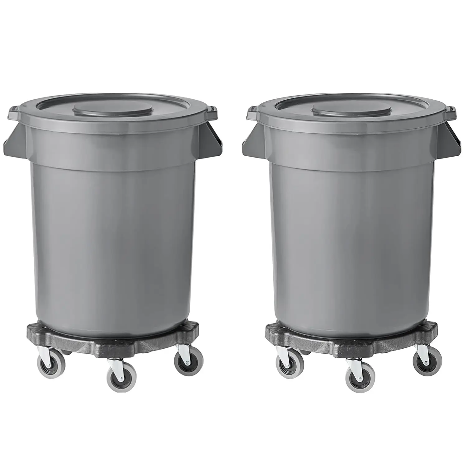 55 Gallon Trash Can With Lid And Dolly Round Ingredient Storage Containers Recycling Bin Kitchen Garbage Can Office Garbage Can