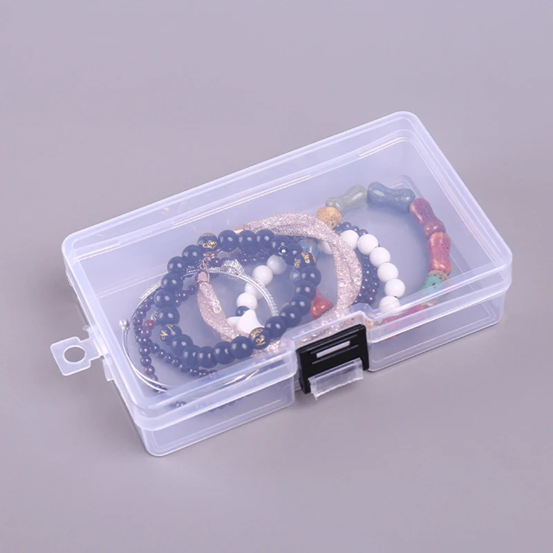 Boîte de Rangement en Plastique Transparent pour Bijoux, Conteneur Rectangulaire pour Perles et Boucles d'Oreilles