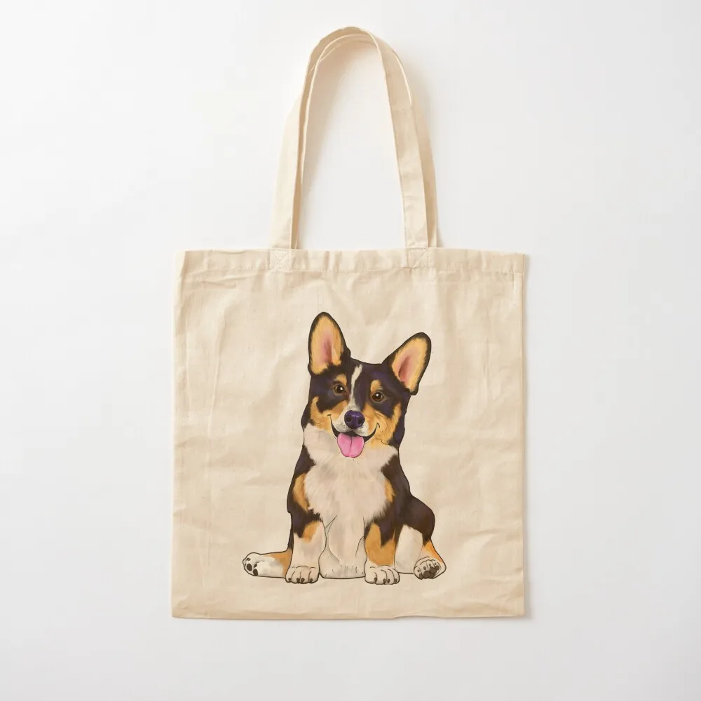 Cute sitting corgi tri color dog Tote Bag bags for women Canvas bag Reusable bags