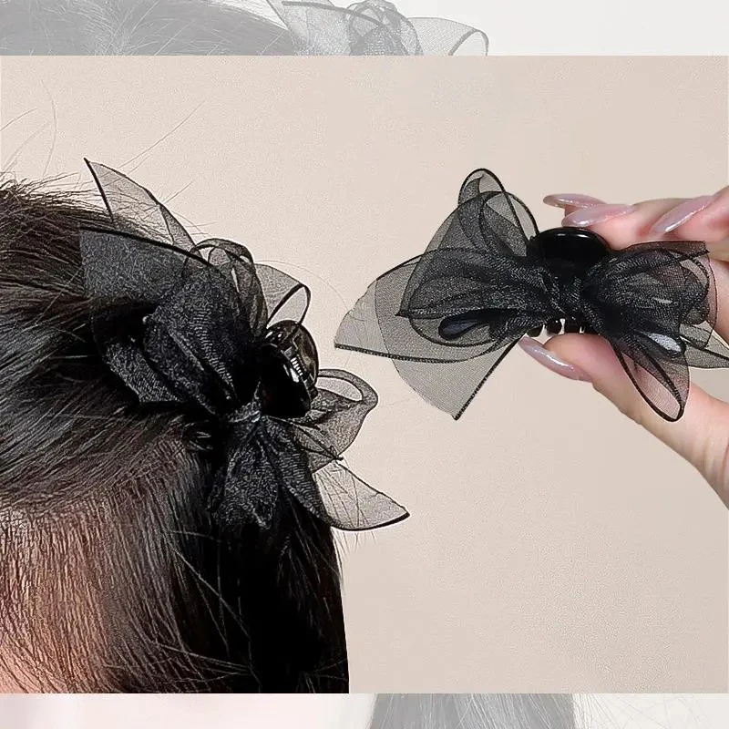 2Pcs Fashion Mesh Bowknot Hair Clip Sweet Exquisite Hair Clips For Women Girls Versatile Princess Hair Accessories Gifts