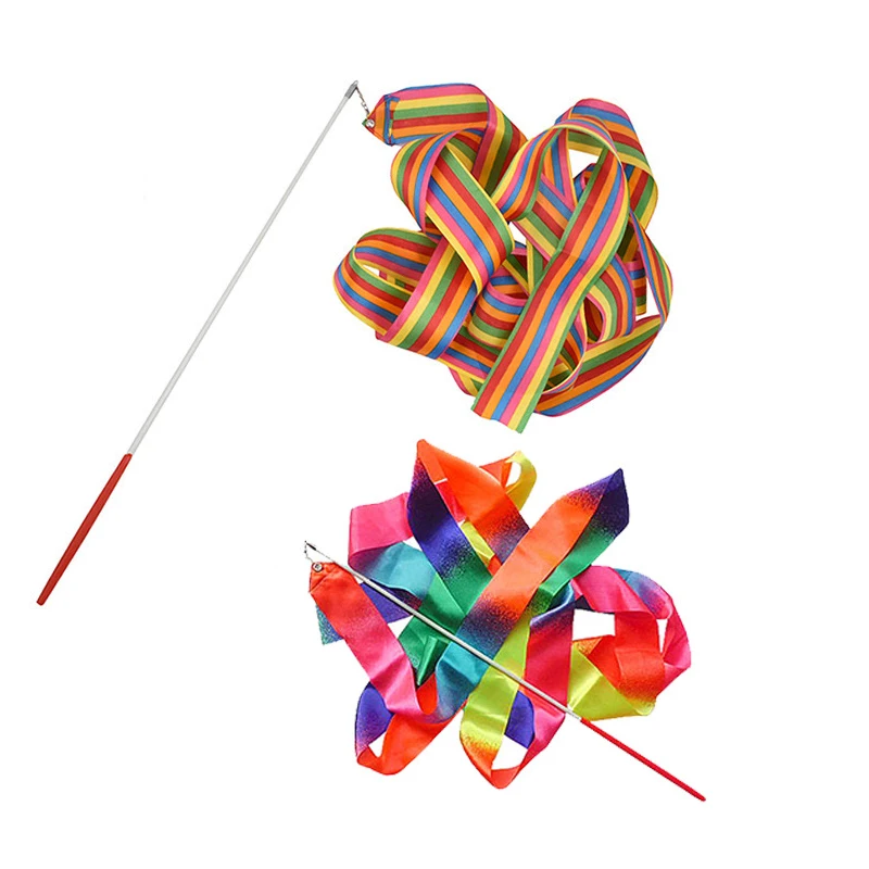 Children Handheld Ribbon Six Color Scarves Nylon Kids Outdoor Sports Toys Exercise Kindergarten Dance Performance Props TMZ