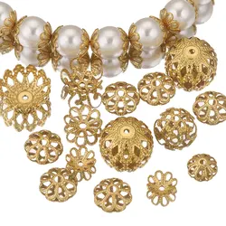 50 Stück Edelstahl Blumen perlen Kappen Gold Blütenblatt Ende Spacer Perlen Charms Perle für Schmuck herstellung liefert Ergebnisse Großhandel