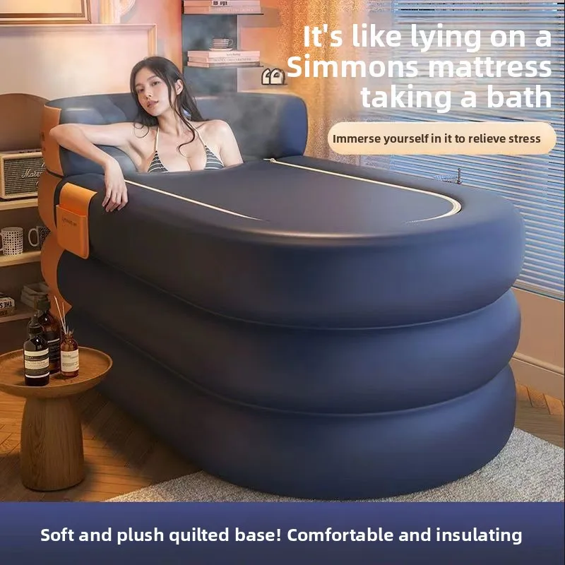 Foldable Adult Bath Tub Inflatable Baby Bath Seat Immersive Child Bath Chair Domestic Bath for Bathtub D