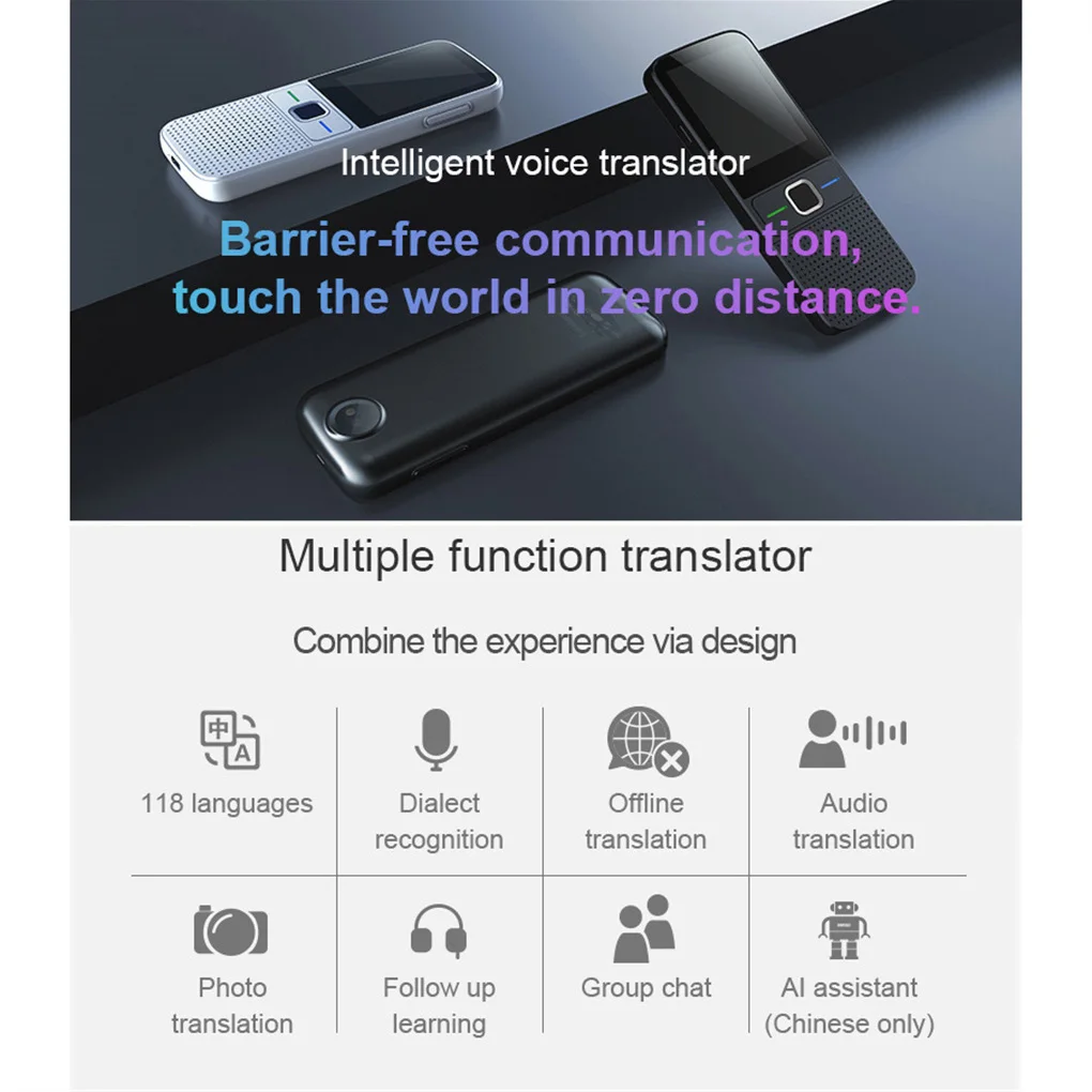 

Language Translator Interpreter Device Pocket Meeting Learning White