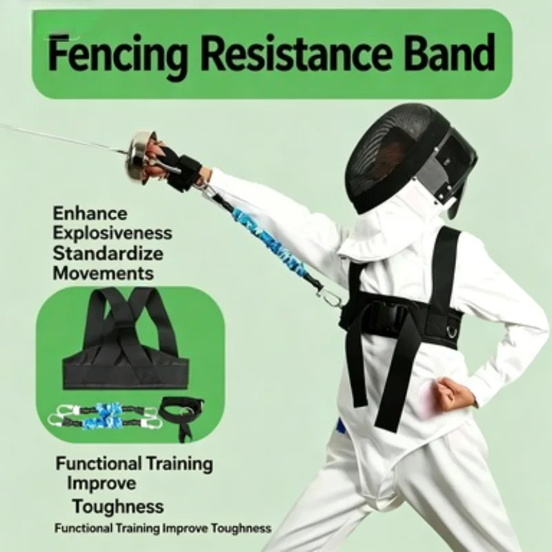 Fencing training elastic band - foil, sabre, and epee - home training device, simulation aid equipment for kids and adults