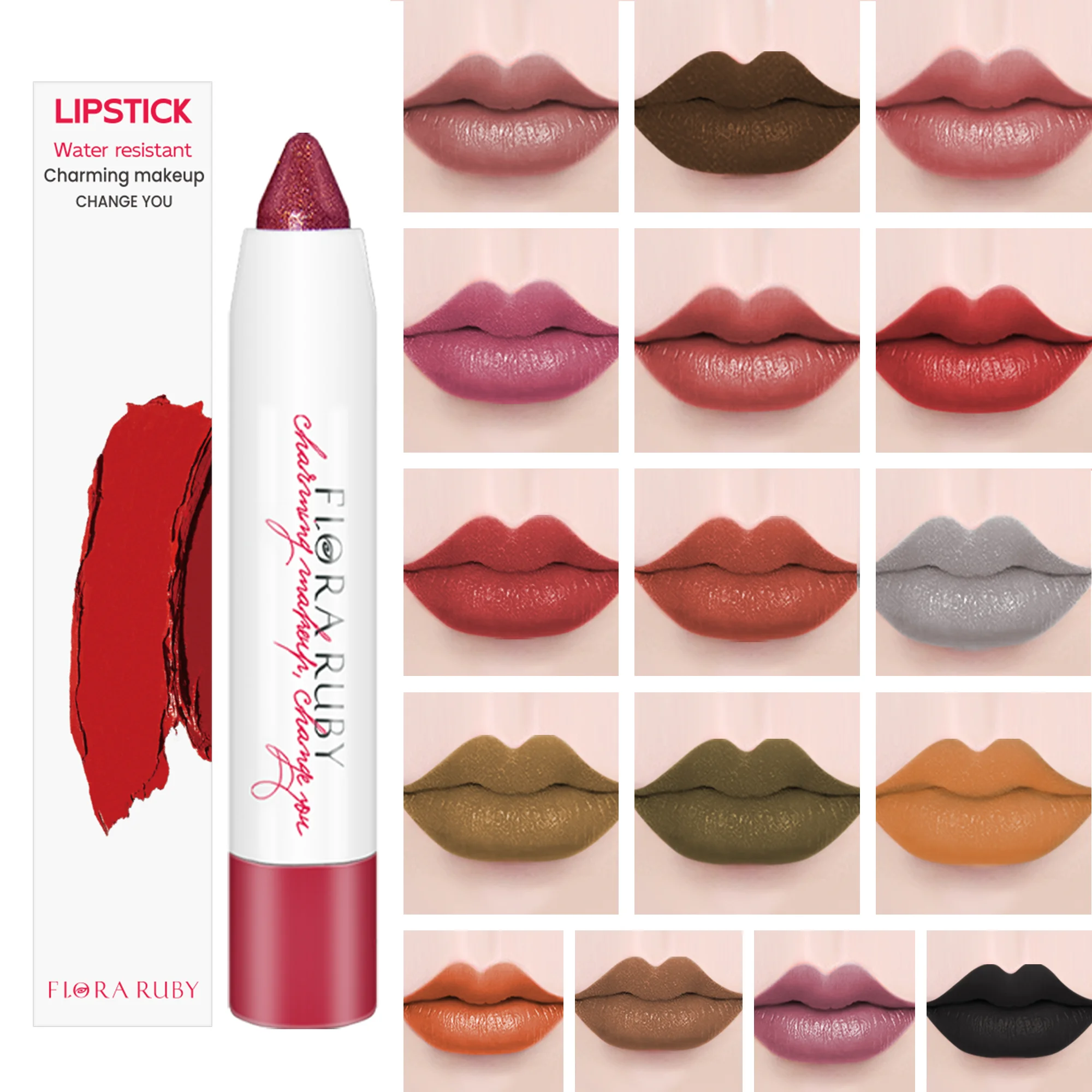 ลิปสติกกำมะหยี่16สีสีด้านกันน้ำกันรอยเปื้อนหมอน lipstik Tahan lama พูดคุย