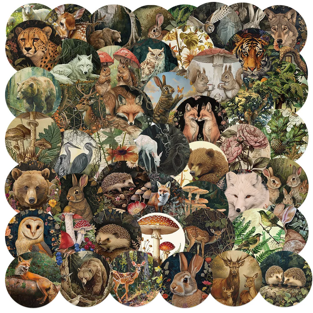 

10/30/50pcs Retro Plant Animals Stickers Funny Cartoon Decals DIY Phone Scrapbook Suitcase Waterproof Graffiti Sticker Wholesale