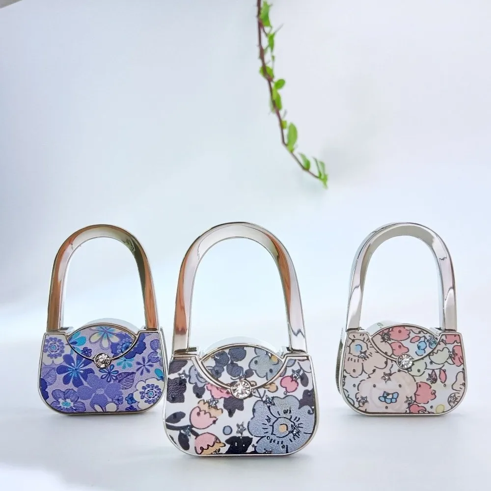 Foldable Handbag Hook Lovely Design Cute Shape Folding Bag Hook Alloy Material Portable Purse Hanger Holder Home Decoration
