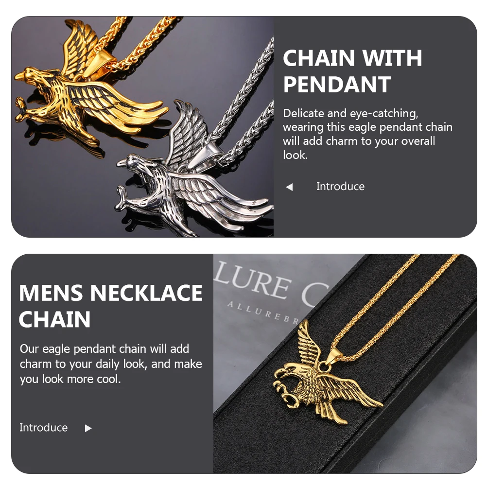 

Eagle Necklace Stylish Pendant Jewelry for Boys Men Alloy Gold Color Charm Necklace Chain with Eagle Pendant for Gifts