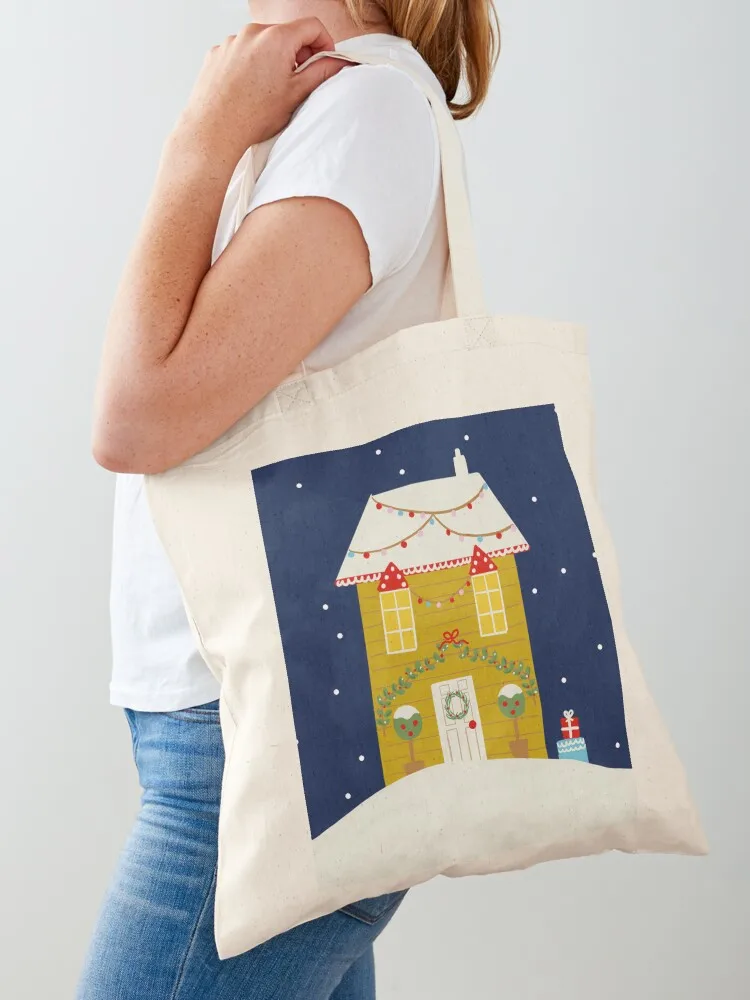 

Christmas House Tote Bag tote bags aesthetic supermarket folding bag sacs de shopping Gift bag