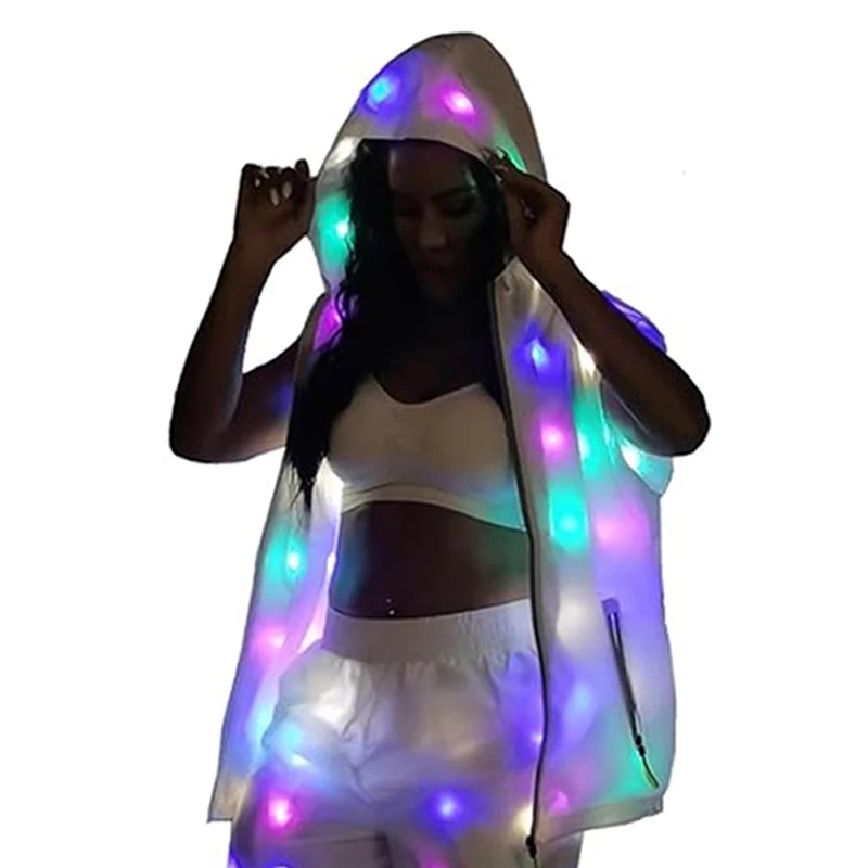 Glowing Vest Lumnious Jacket with LED Lights Rave Performance Dress for Dancing Man Women Night Running LED Costume