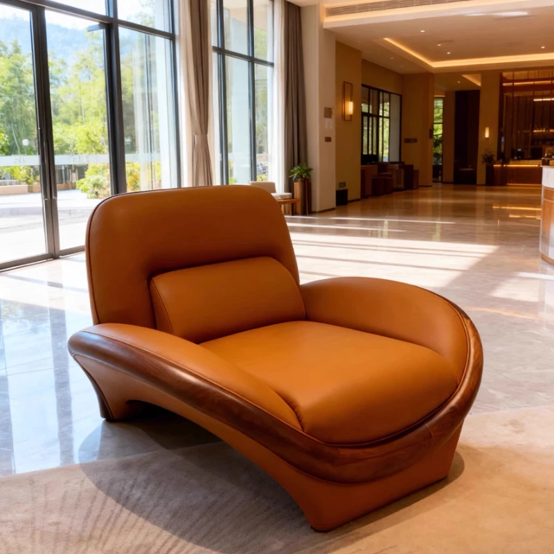 كرسي أريكة فردي من خشب الجوز الأسود الإيطالي البسيط لمشاهير الإنترنت بسيط وحديث وخفيف الوزن وأثاث منزلي فاخر #2