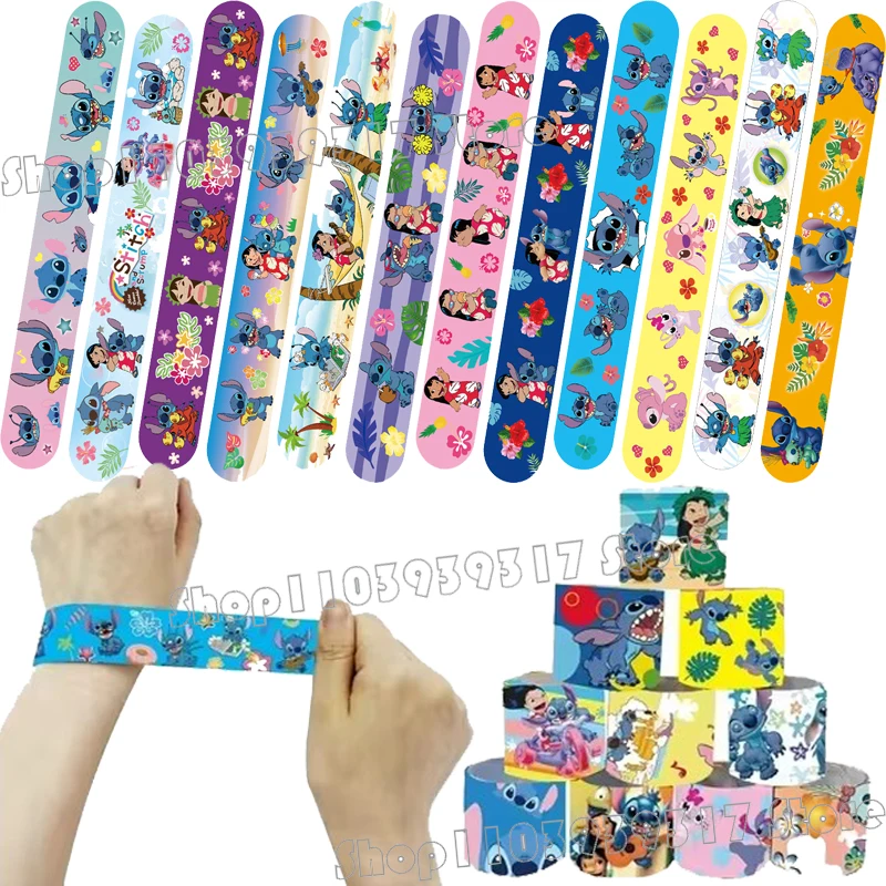 

12pcs Disney Lilo &Stitch Children's Clapper Toys Anime Figure Colorful Wristbands Party Decorations Girls Boys Christmas Gifts