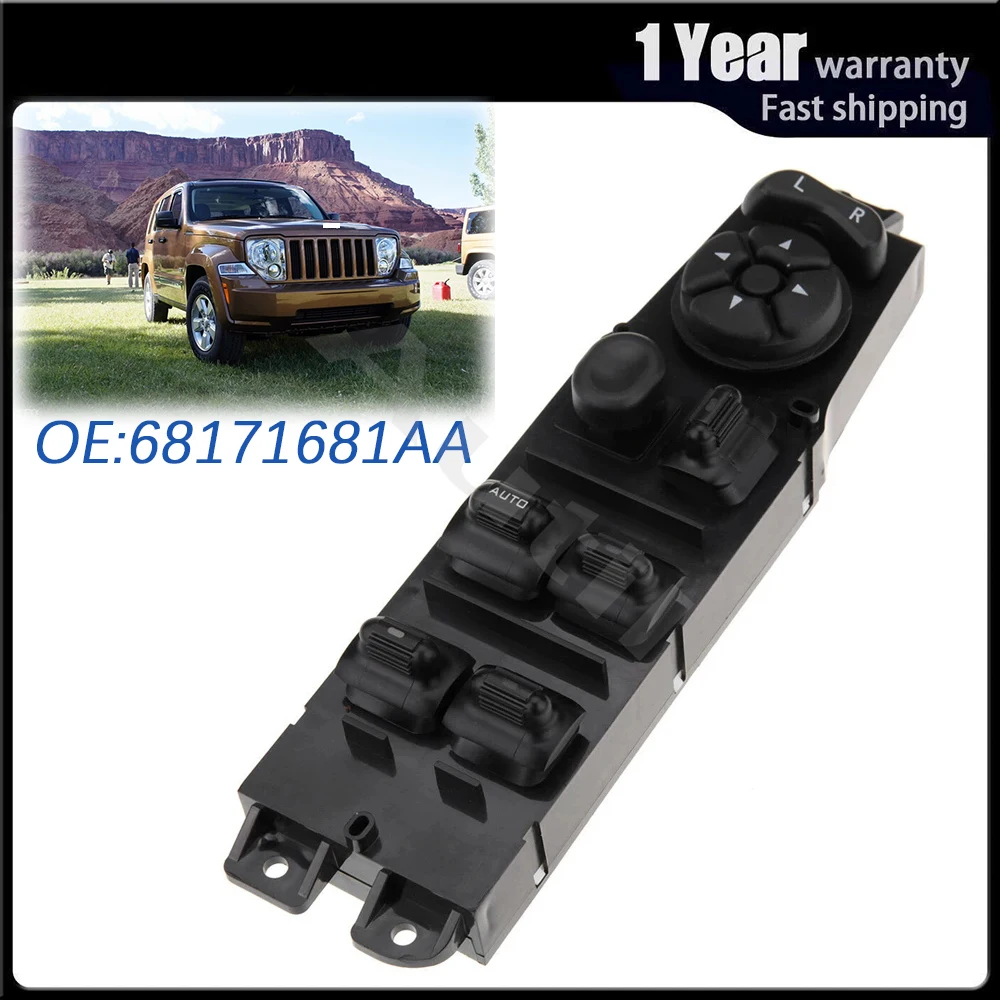 Electric Master Power Window Switch for 1997-2001 Jeep Cherokee 4 Door Front Left Lifter Control Button 56009449AC 68171681AA