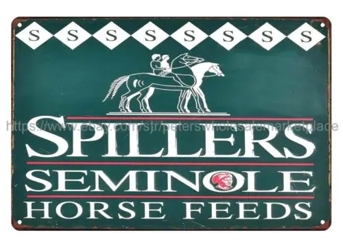 metal wall decals Spillers Seminole Horse Feeds Ranch Farm Barn metal tin sign