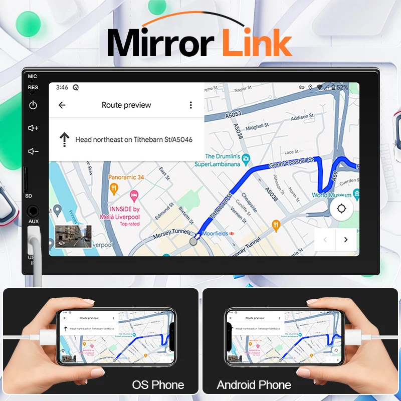 วิทยุติดรถยนต์ Hippcron 2Din มัลติมีเดีย MP5 Player รองรับ Carplay แบบใช้สาย Android Auto หน้าจอสัมผัส 7 นิ้ว วิทยุ FM ช่องต่อ AUX รองรับบลูทูธ พร้อมกล้อง