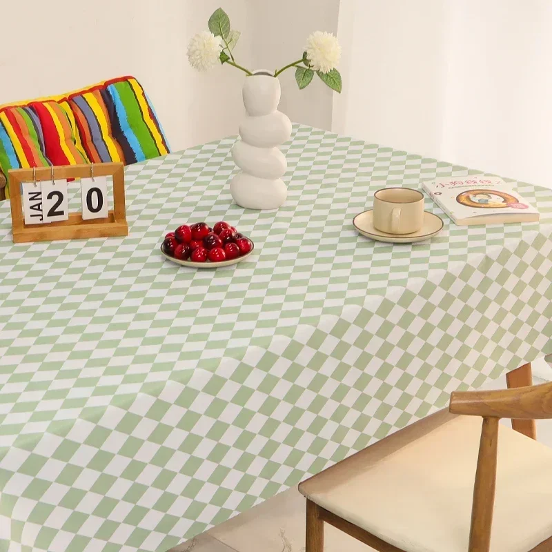 

Checkered tablecloth, waterproof, oil proof, and wash free, ins style rectangular dining table cloth