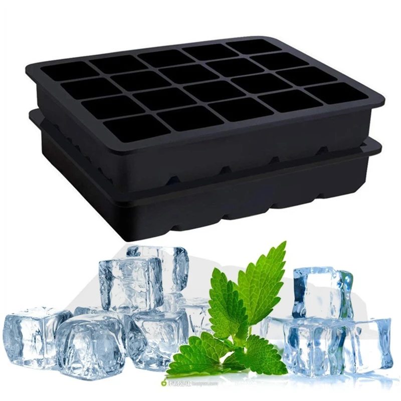 20 Grid Ice Cube Mold Silicone Chocolate Ice Cream Jelly Candy Pudding Mold Tray Maker Holder with Lid Easy Release