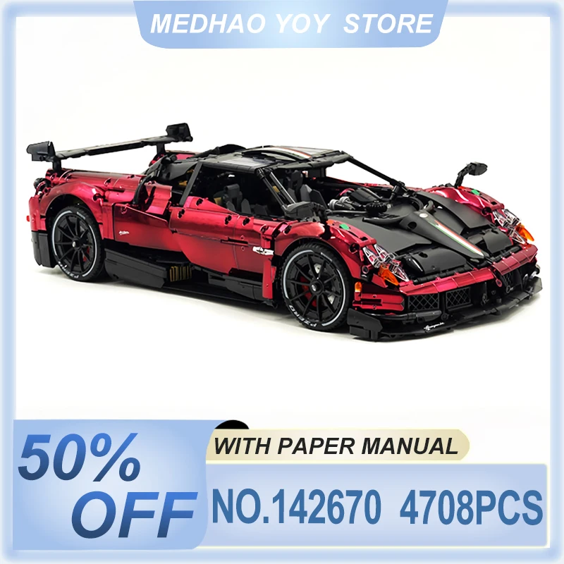 Custom 142670 High-Tech Wine Red Sprots Vechiel Huayra 13182 Model Building Blocks DIY Puzzle Toys Assembly Chrismas Gifts Kids