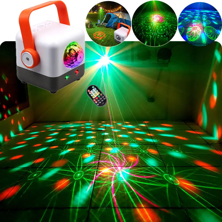 

R16 Rechargeable 2IN1 Laser Projector 60 Patterns Magic Ball RGB LED DJ Disco Light Party Dance Shop Birthday Stage Lighting