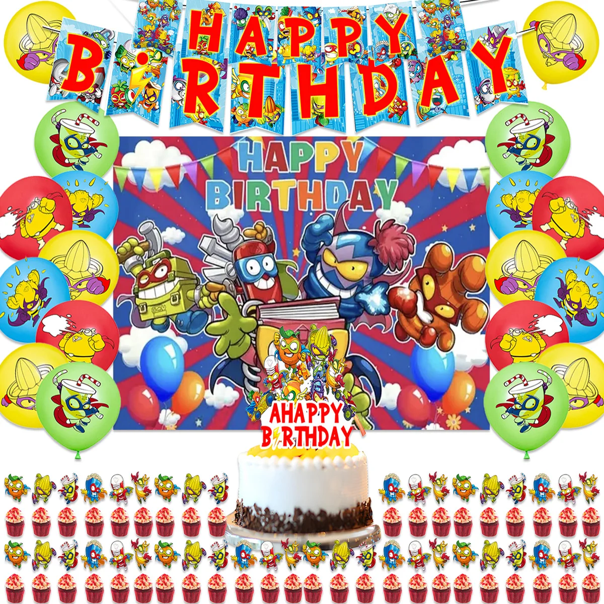 

Superthings Theme Birthday Party Supplies Decor Super-zings Balloon Banner Backdrop Cake Supplies Banner Kids Baby Shower Gifts