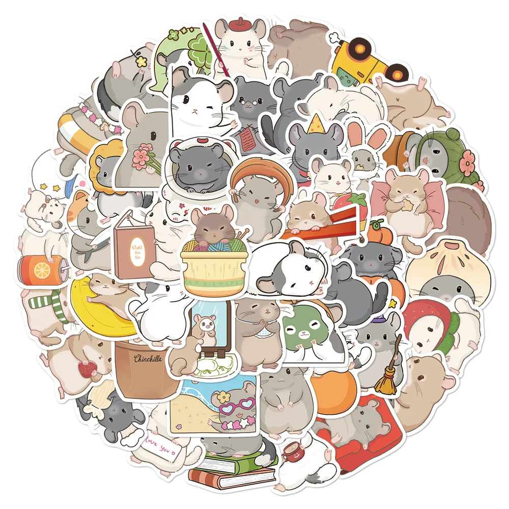 

10/30/50pcs Funny Cute Cartoon Chinchilla Stickers Waterproof DIY Water Bottle Phone Suitcase Bike Kawaii Mouse Graffiti Decals