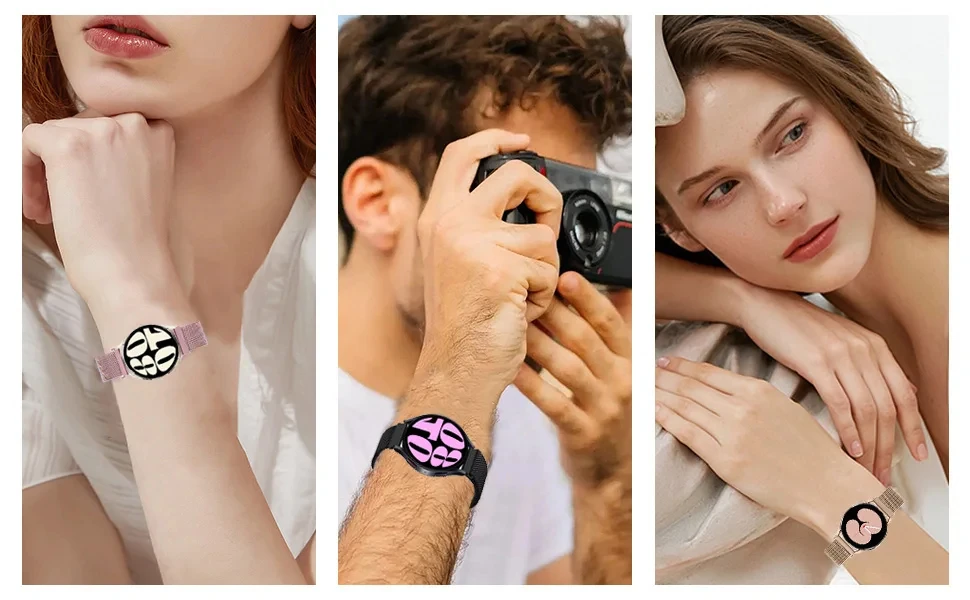 삼성 갤럭시 시계 7/6/5/4/6 클래식/active2 밴드 22/20mm 금속 마그네틱 팔찌 화웨이 GT 4-3-pro-2 스트랩용 밀라노 루프