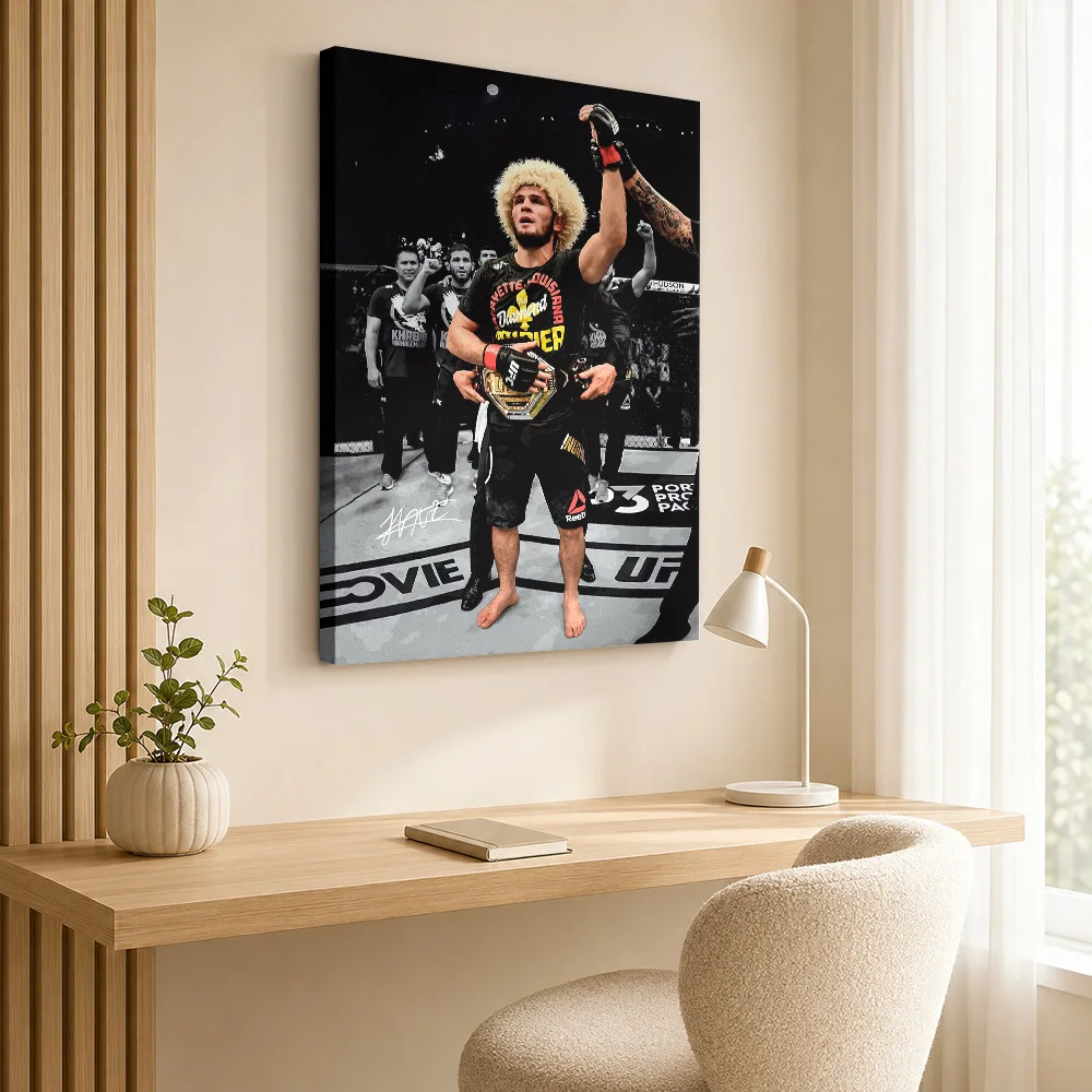 Khabib Nurmagomedov MMA Champion Canvas Painting Poster Customized Photo Sports Portrait Canvas Wall Art for Bedroom Gym Decor