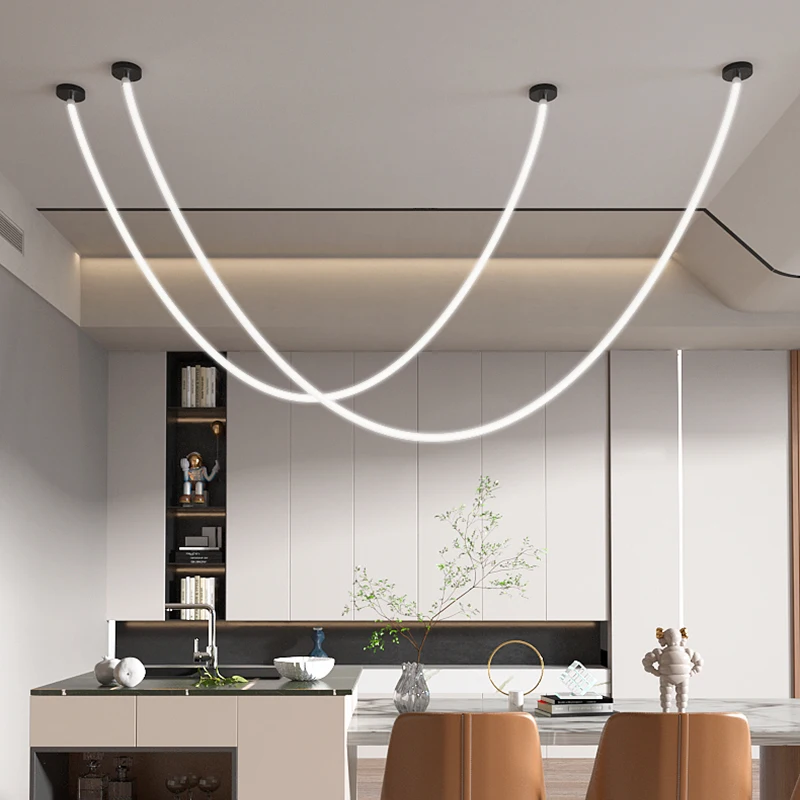 Nordic Long Hose LED Chandelier For Dining Living Room Kitchen Island Pendant Lamp Loft Modern Home Decor Hanging Light Luster