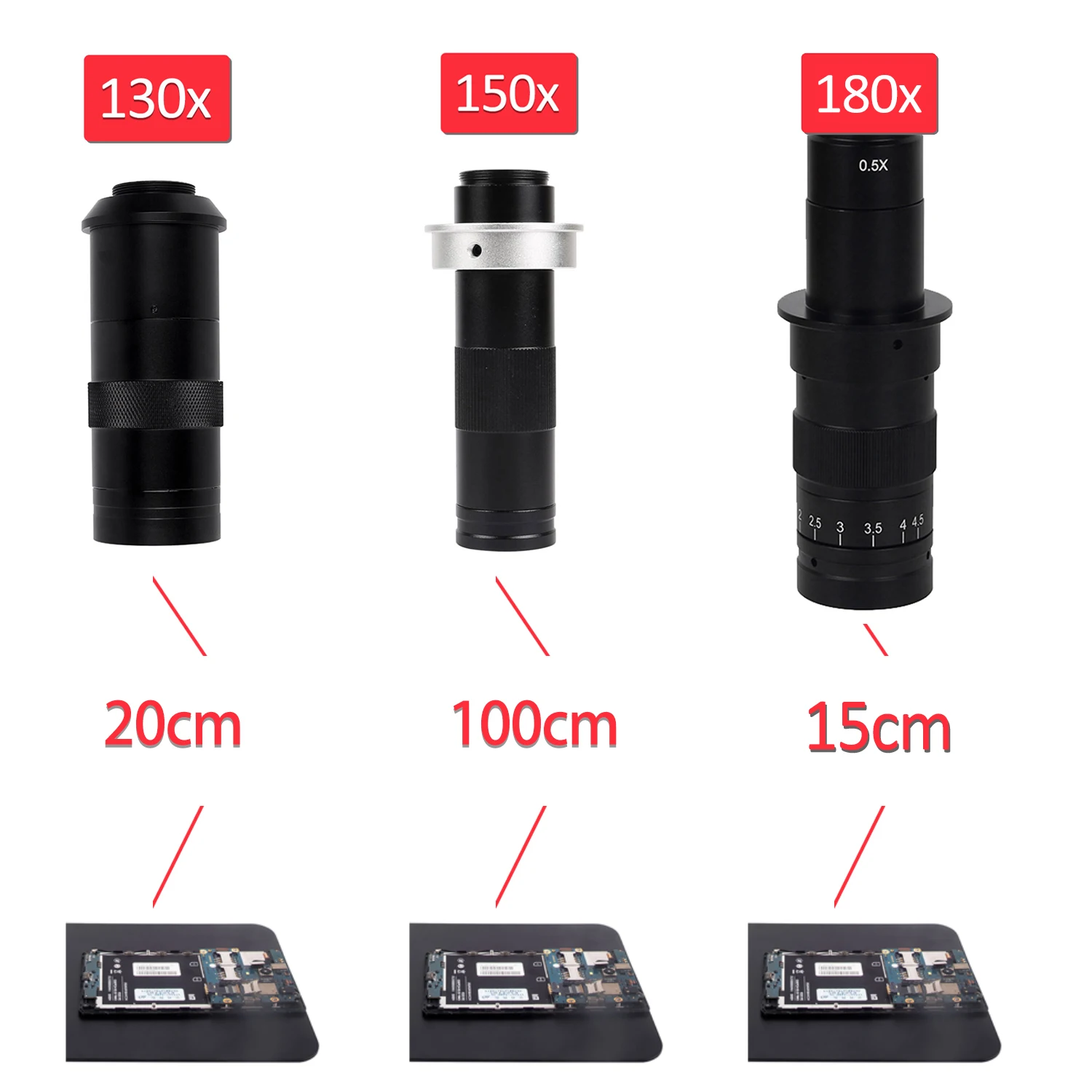 130X 180X Video Microscope Camera Objective lens 180 multiples Adjustable Zoom Lens Accessories C-MOUNT for HDMI VGA USB camera