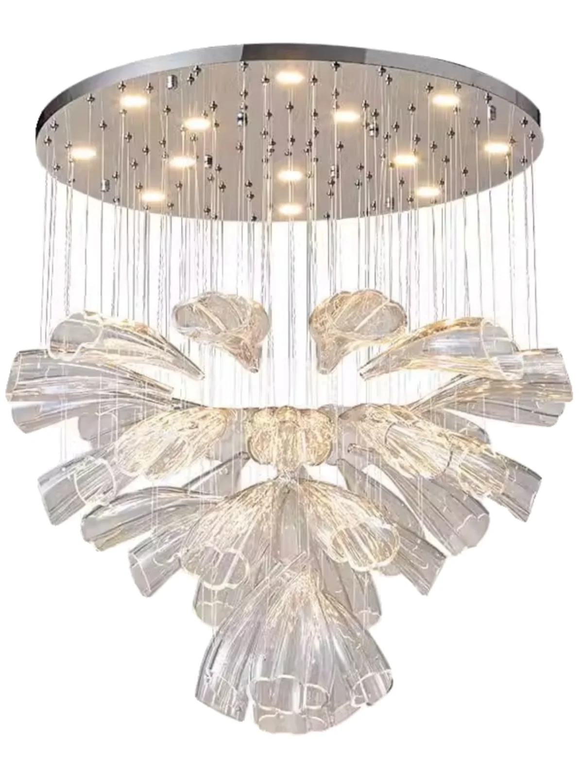 

Italian simple light luxury designer lamps, hotel lobby sales department villa living room petal shape chandelier